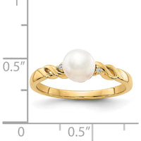 14K Yellow Gold Freshwater Cultured Pearl and Diamond Twist Ring - 0.01 Carat Total Diamond Weight by Monteluci Fine Jewelry