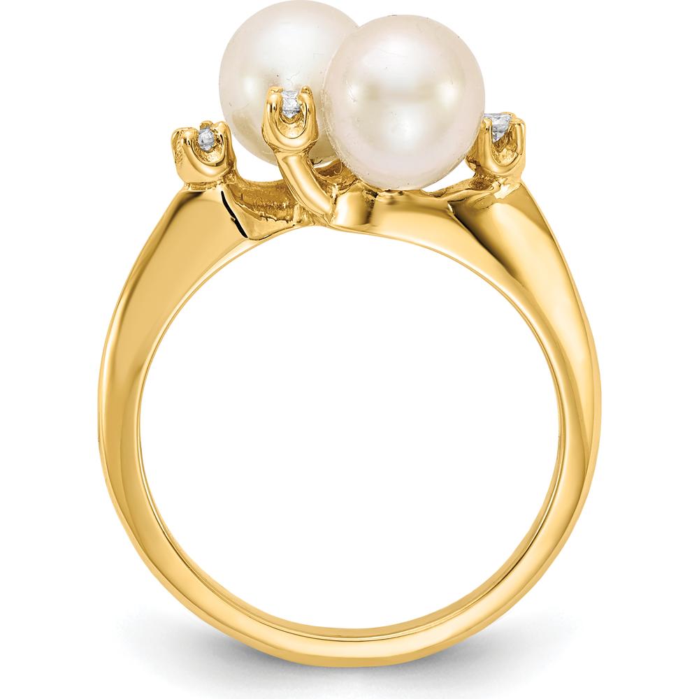 14K Yellow Gold Freshwater Cultured Pearl and Round Diamond Ring - 0.015 Carat Total Diamond Weight by Monteluci Fine Jewelry