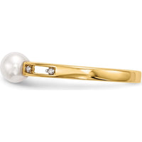 14K Yellow Gold Freshwater Cultured Pearl and Round Diamond Ring - 0.78 Carat Pearl, 0.02 Carat Diamond Total Weight by Monteluci Fine Jewelry