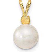 14K Yellow Gold Freshwater Cultured Pearl and Sapphire Post Earrings and Pendant Set - 0.30 Carat Total Sapphire Weight by Monteluci Fine Jewelry