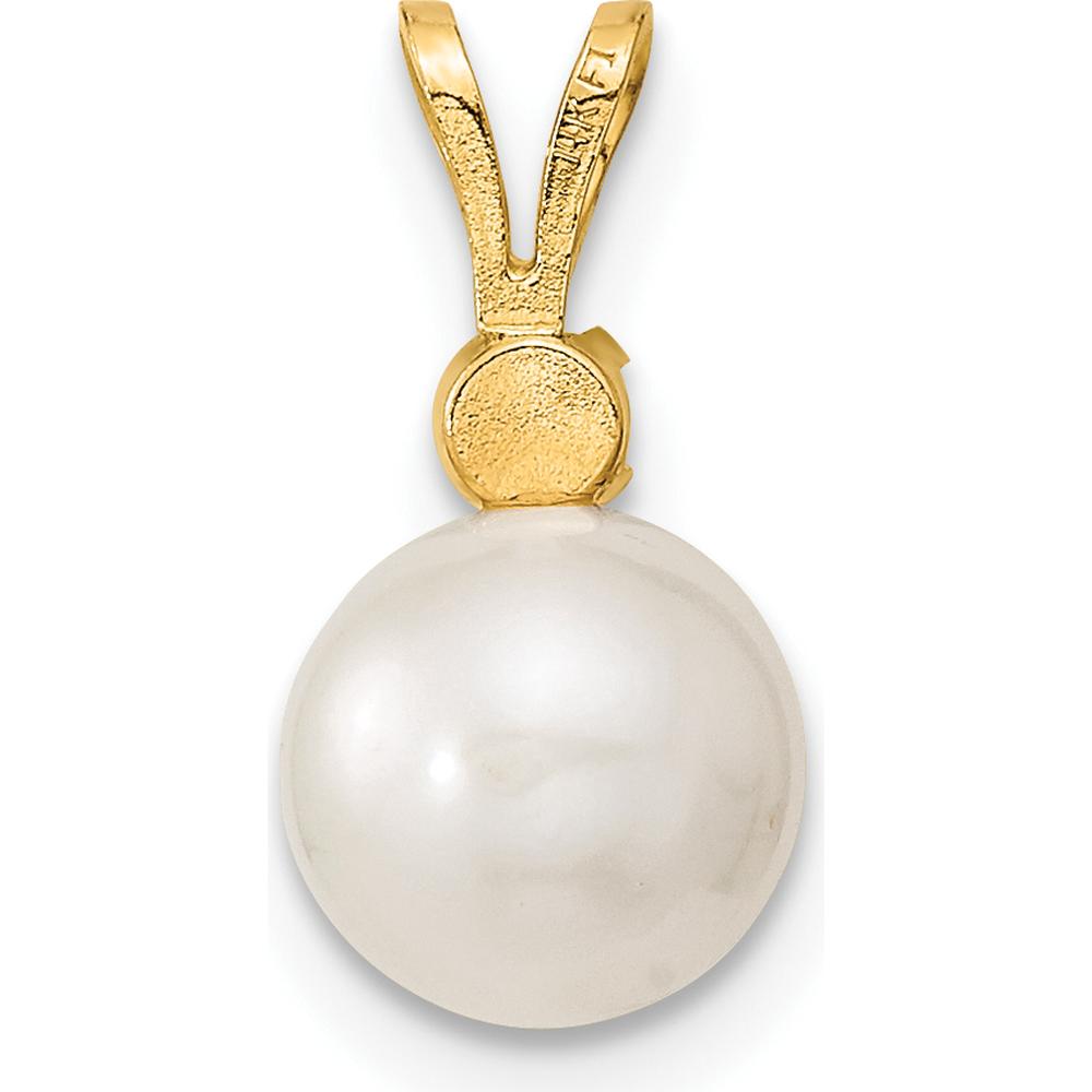 14K Yellow Gold Freshwater Cultured Pearl and Sapphire Post Earrings and Pendant Set - 0.30 Carat Total Sapphire Weight by Monteluci Fine Jewelry