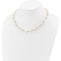 14K Yellow Gold Freshwater Cultured Pearl Beaded Necklace - 18" with 7-8mm Rice-Shaped Pearls by Monteluci Fine Jewelry