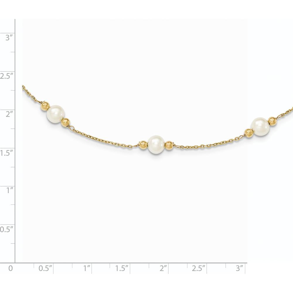 14K Yellow Gold Freshwater Cultured Pearl Beaded Station Bracelet - 5 Pearls by Monteluci Fine Jewelry