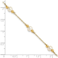 14K Yellow Gold Freshwater Cultured Pearl Beaded Station Bracelet - 5 Pearls by Monteluci Fine Jewelry