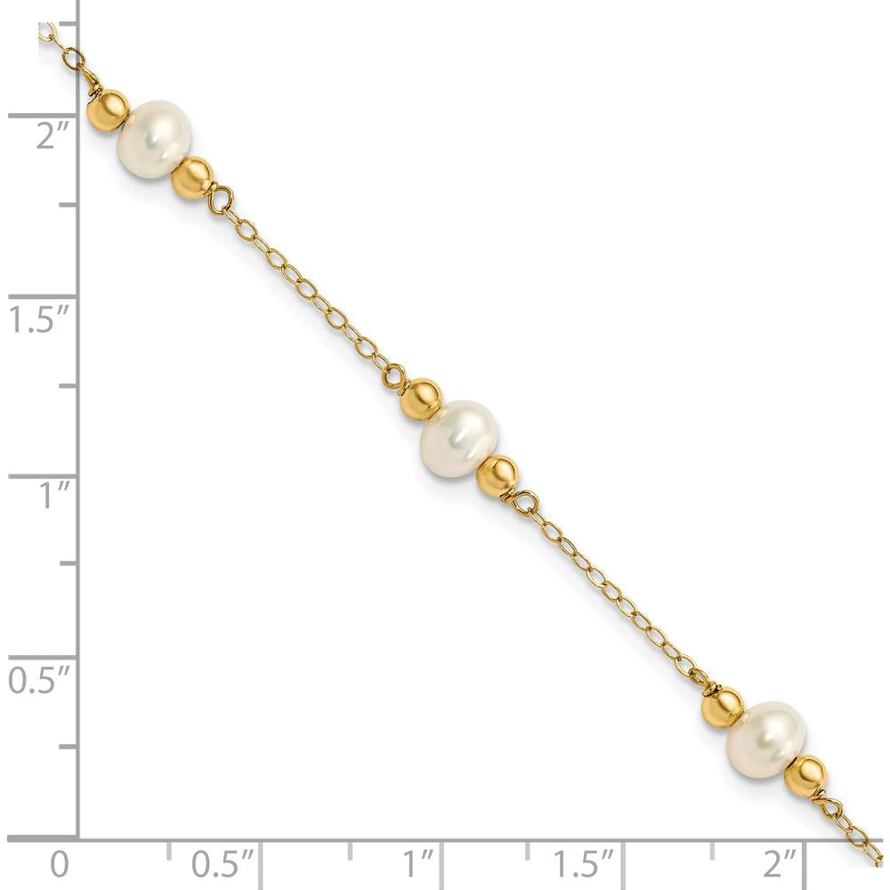 14K Yellow Gold Freshwater Cultured Pearl Beaded Station Bracelet - 5 Pearls by Monteluci Fine Jewelry
