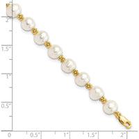 14K Yellow Gold Freshwater Cultured Pearl Bracelet - 7.25" Length, 6-7mm Pearls by Monteluci Fine Jewelry