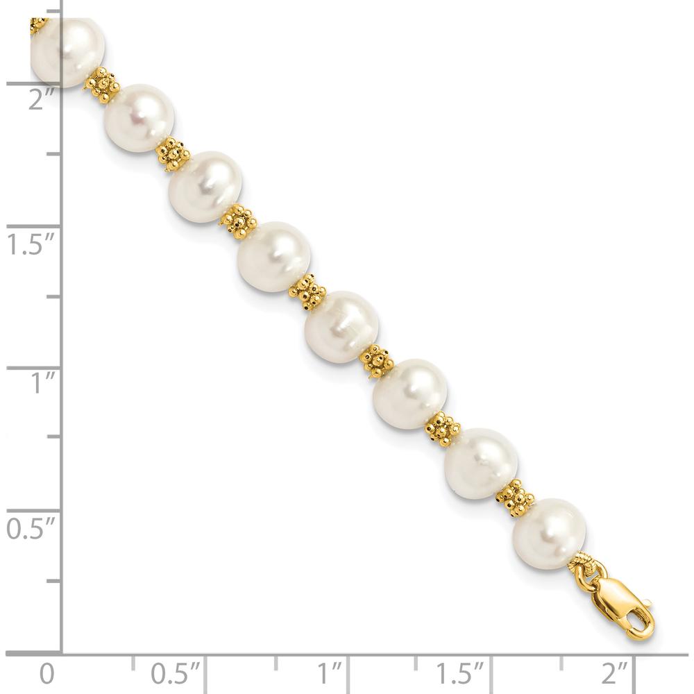 14K Yellow Gold Freshwater Cultured Pearl Bracelet - 7.25" Length, 6-7mm Pearls by Monteluci Fine Jewelry