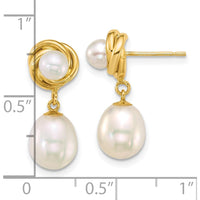 14K Yellow Gold Freshwater Cultured Pearl Button and Rice Dangle Earrings - 1.0 Carat Total Pearl Weight by Monteluci Fine Jewelry