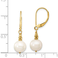 14K Yellow Gold Freshwater Cultured Pearl Dangle Earrings - 8-9mm Pearls by Monteluci Fine Jewelry