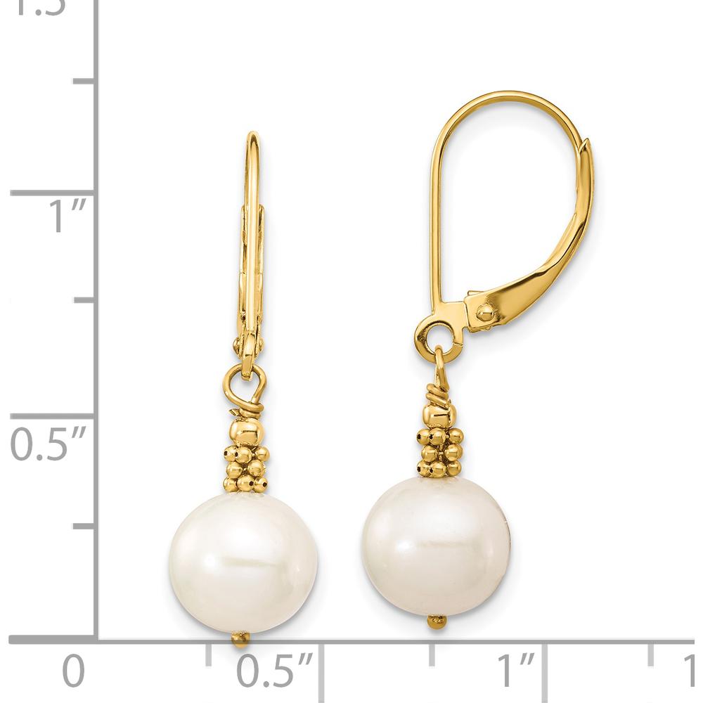 14K Yellow Gold Freshwater Cultured Pearl Dangle Earrings - 8-9mm Pearls by Monteluci Fine Jewelry
