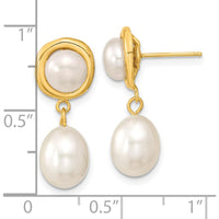 14K Yellow Gold Freshwater Cultured Pearl Dangle Earrings with Rice-Shaped Pearls - 5-7mm by Monteluci Fine Jewelry