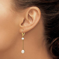 14K Yellow Gold Freshwater Cultured Pearl Dangle Leverback Earrings - 4 Pearls 5-7mm Total Weight by Monteluci Fine Jewelry