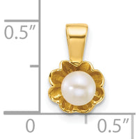 14K Yellow Gold Freshwater Cultured Pearl Flower Pendant with Textured Back - 4-5mm Pearl by Monteluci Fine Jewelry