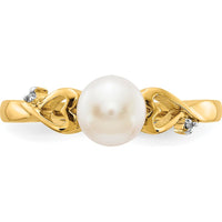 14K Yellow Gold Freshwater Cultured Pearl Heart Ring with Diamond Accents - 1.3 Carat Pearl, 0.006 Carat Total Diamond Weight by Monteluci Fine Jewelry