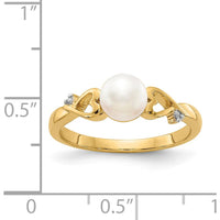 14K Yellow Gold Freshwater Cultured Pearl Heart Ring with Diamond Accents - 1.3 Carat Pearl, 0.006 Carat Total Diamond Weight by Monteluci Fine Jewelry