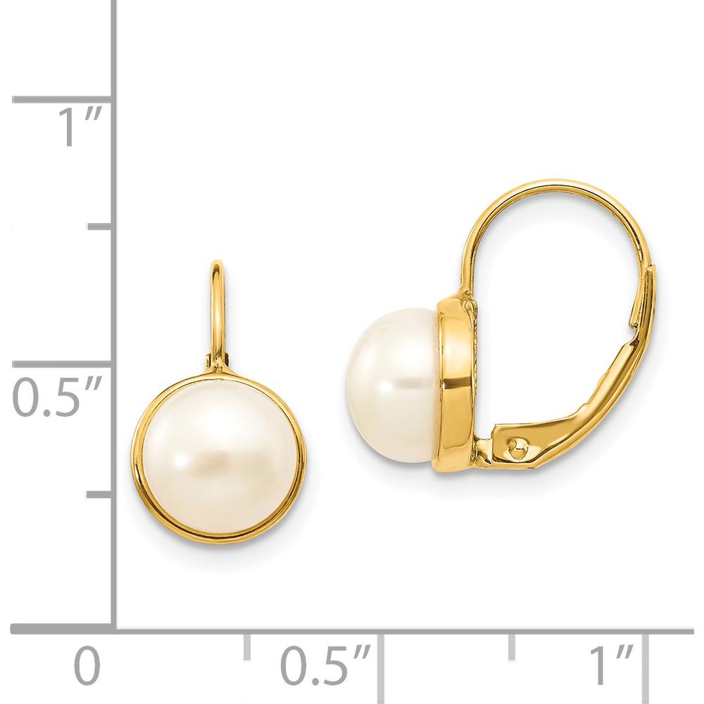 14K Yellow Gold Freshwater Cultured Pearl Leverback Earrings - 6-7mm Button Pearls by Monteluci Fine Jewelry