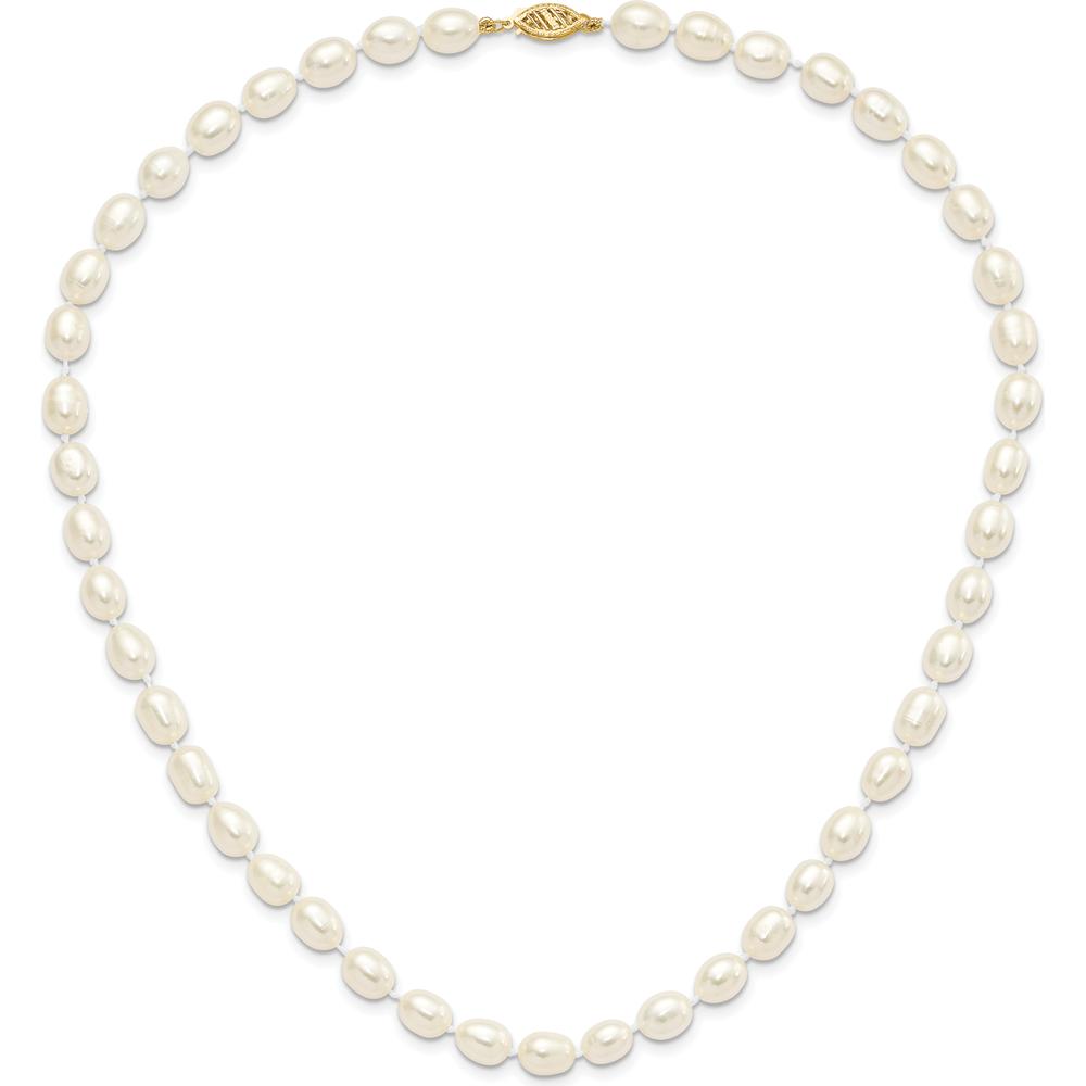 14K Yellow Gold Freshwater Cultured Pearl Necklace and Drop Earrings Set - 7-8mm Pearls by Monteluci Fine Jewelry