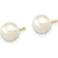 14K Yellow Gold Freshwater Cultured Pearl Necklace, Bracelet, and Button Earrings Set - 6-7mm Pearls by Oro Pregiato