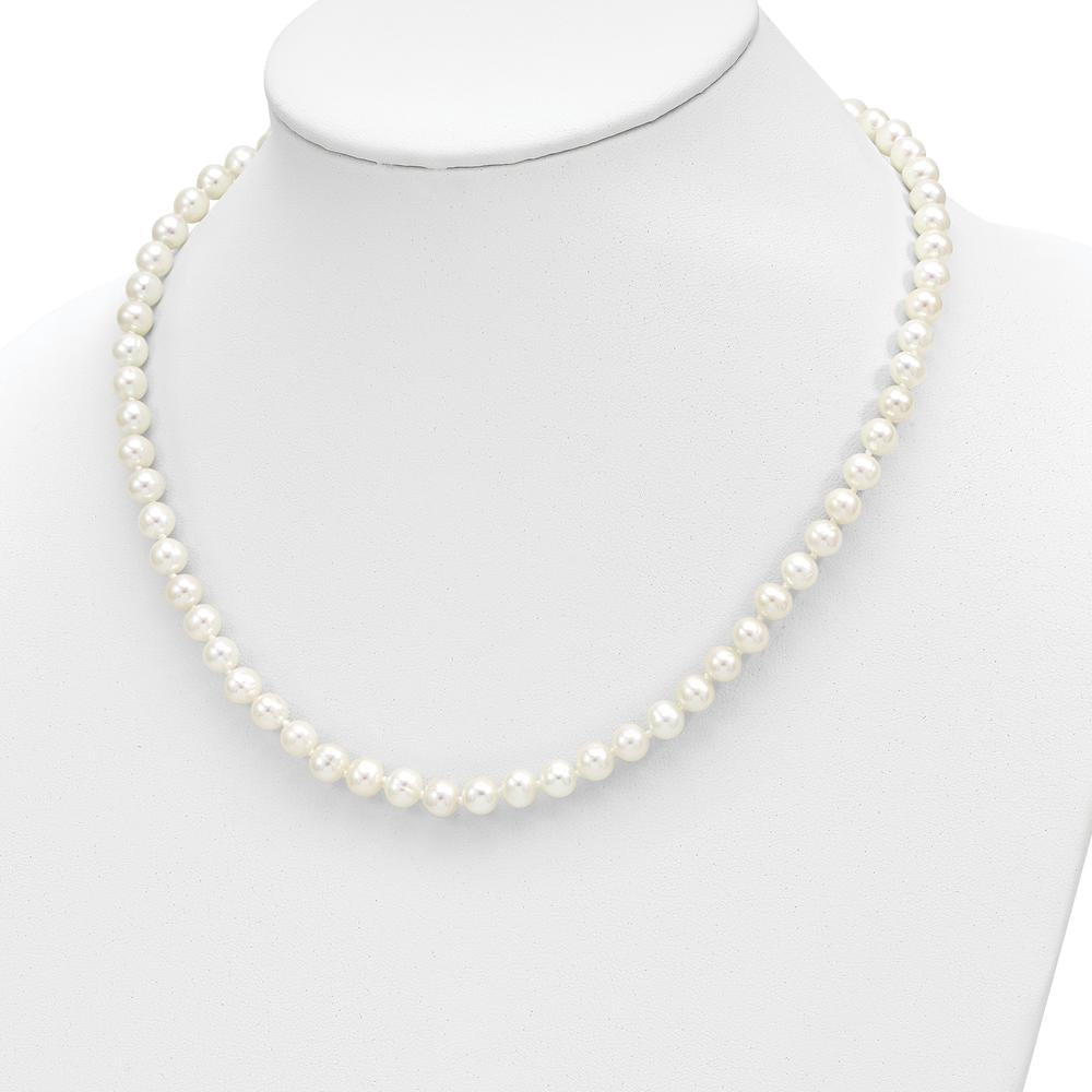 14K Yellow Gold Freshwater Cultured Pearl Necklace, Bracelet, and Button Earrings Set - 6-7mm Pearls by Oro Pregiato