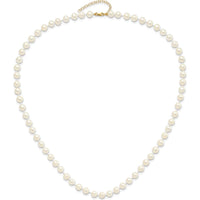 14K Yellow Gold Freshwater Cultured Pearl Necklace, Bracelet, and Button Earrings Set - 6-7mm Pearls by Oro Pregiato
