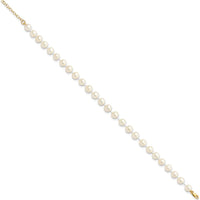 14K Yellow Gold Freshwater Cultured Pearl Necklace, Bracelet, and Button Earrings Set - 6-7mm Pearls by Oro Pregiato