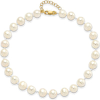 14K Yellow Gold Freshwater Cultured Pearl Necklace, Bracelet, and Button Earrings Set - 6-7mm Pearls by Oro Pregiato