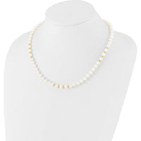 14K Yellow Gold Freshwater Cultured Pearl Necklace, Bracelet & Button Post Earrings Set with 6-7mm Pearls by Monteluci Fine Jewelry