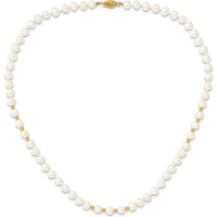 14K Yellow Gold Freshwater Cultured Pearl Necklace, Bracelet & Button Post Earrings Set with 6-7mm Pearls by Monteluci Fine Jewelry