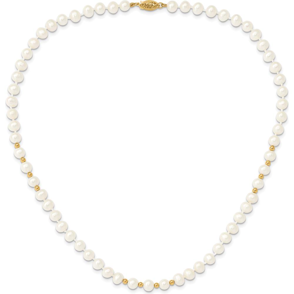 14K Yellow Gold Freshwater Cultured Pearl Necklace, Bracelet & Button Post Earrings Set with 6-7mm Pearls by Monteluci Fine Jewelry