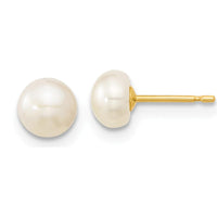 14K Yellow Gold Freshwater Cultured Pearl Necklace, Bracelet, and Post Earrings Set - 5-6mm Pearls by Oro Pregiato