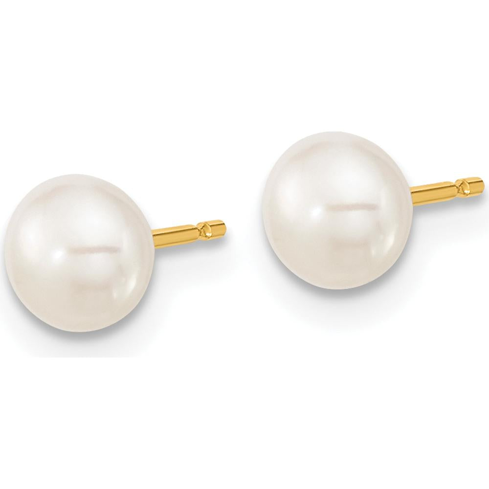 14K Yellow Gold Freshwater Cultured Pearl Necklace, Bracelet, and Post Earrings Set - 5-6mm Pearls by Oro Pregiato