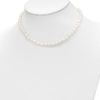 14K Yellow Gold Freshwater Cultured Pearl Necklace, Bracelet, and Post Earrings Set - 5-6mm Pearls by Oro Pregiato