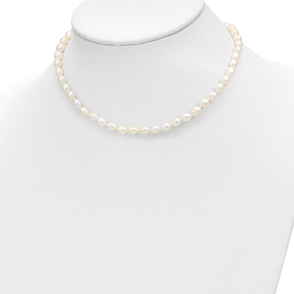 14K Yellow Gold Freshwater Cultured Pearl Necklace, Bracelet, and Post Earrings Set - 5-6mm Pearls by Oro Pregiato