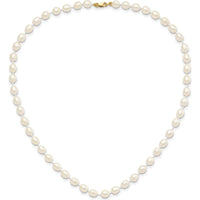 14K Yellow Gold Freshwater Cultured Pearl Necklace, Bracelet, and Post Earrings Set - 5-6mm Pearls by Oro Pregiato