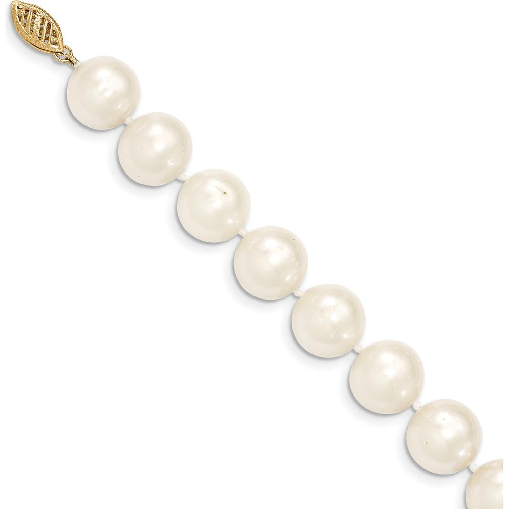 14K Yellow Gold Freshwater Cultured Pearl Necklace with Near-Round 11-12mm Pearls - 46 Pearls by Monteluci Fine Jewelry