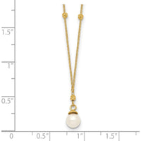14K Yellow Gold Freshwater Cultured Pearl Pendant Necklace with Diamond-Cut Beads - 18" by 0