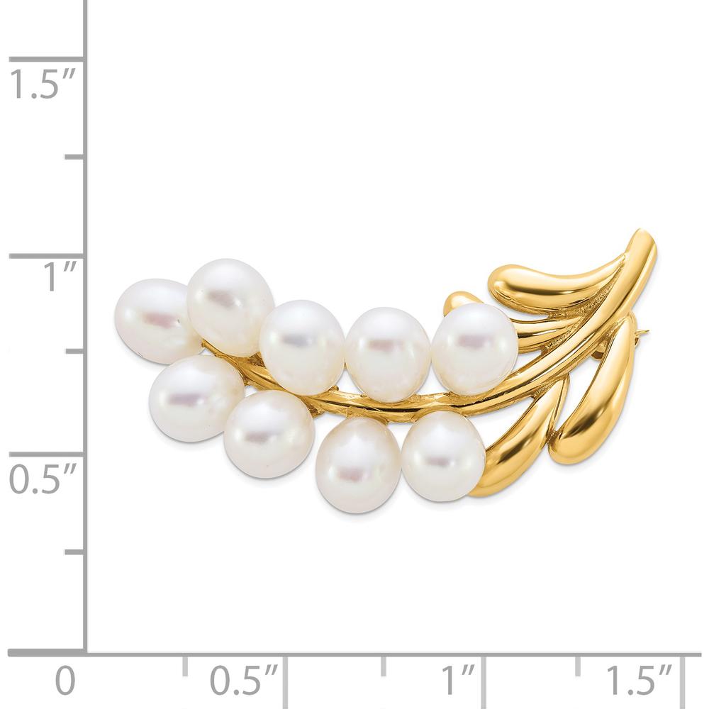 14K Yellow Gold Freshwater Cultured Pearl Pin Brooch - 9 Pearls by Monteluci Fine Jewelry