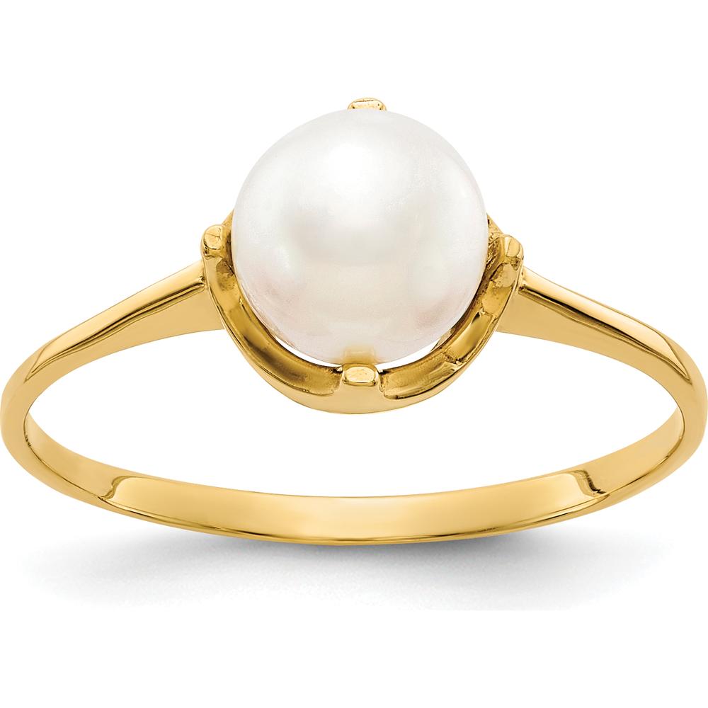 14K Yellow Gold Freshwater Cultured Pearl Ring - 6.5mm Pearl by Monteluci Fine Jewelry