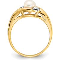 14K Yellow Gold Freshwater Cultured Pearl Ring with 0.04 Carat Diamond Accents by Monteluci Fine Jewelry