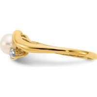 14K Yellow Gold Freshwater Cultured Pearl Ring with 0.04 Carat Diamond Accents by Monteluci Fine Jewelry