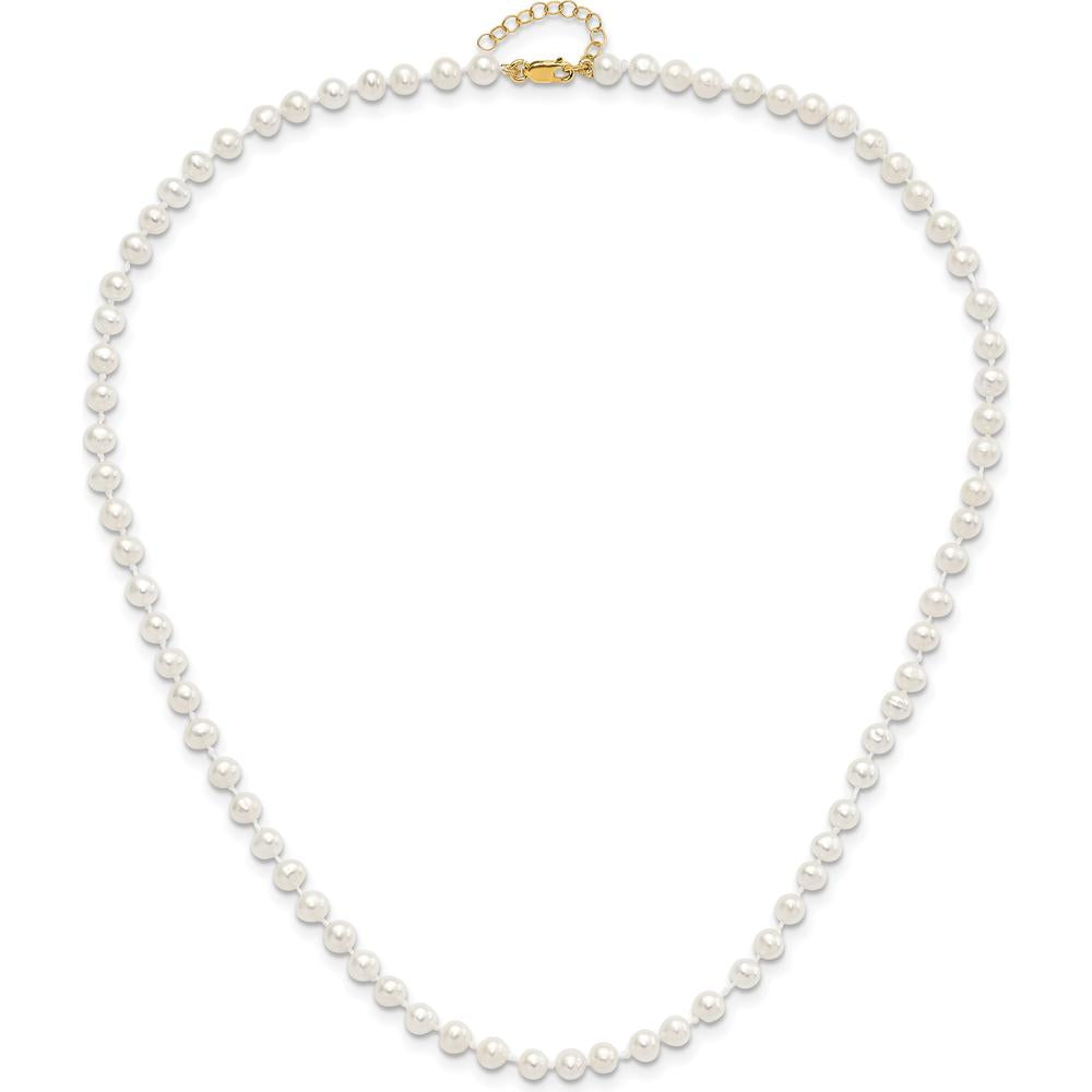 14K Yellow Gold Freshwater Cultured Pearl Set - 4-5mm Pearls, Necklace 14", Bracelet 5" with 1" Extension, Post Earrings by Oro Pregiato