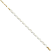 14K Yellow Gold Freshwater Cultured Pearl Set - 4-5mm Pearls, Necklace 14", Bracelet 5" with 1" Extension, Post Earrings by Oro Pregiato