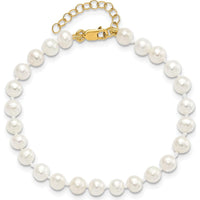 14K Yellow Gold Freshwater Cultured Pearl Set - 4-5mm Pearls, Necklace 14", Bracelet 5" with 1" Extension, Post Earrings by Oro Pregiato