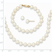 14K Yellow Gold Freshwater Cultured Pearl Set - Necklace, Bracelet & Earrings by Oro Pregiato