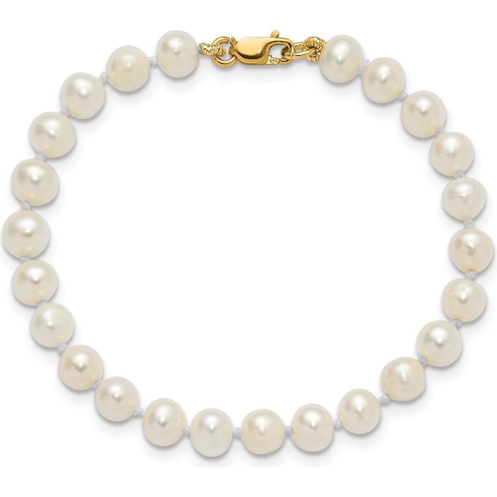 14K Yellow Gold Freshwater Cultured Pearl Set with 5" Bracelet, Pendant Necklace, and Post Earrings by Oro Pregiato