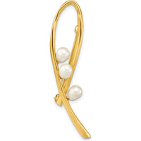 14K Yellow Gold Freshwater Cultured Pearl Teardrop Brooch with 3 Pearls by Monteluci Fine Jewelry