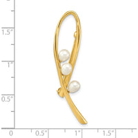 14K Yellow Gold Freshwater Cultured Pearl Teardrop Brooch with 3 Pearls by Monteluci Fine Jewelry