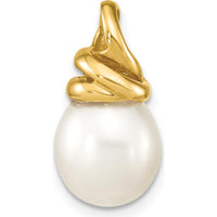 14K Yellow Gold Freshwater Cultured Rice Pearl Slide Pendant - Fits up to 3mm Omega Chain by Monteluci Fine Jewelry