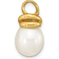 14K Yellow Gold Freshwater Cultured Rice Pearl Slide Pendant - Fits up to 3mm Omega Chain by Monteluci Fine Jewelry