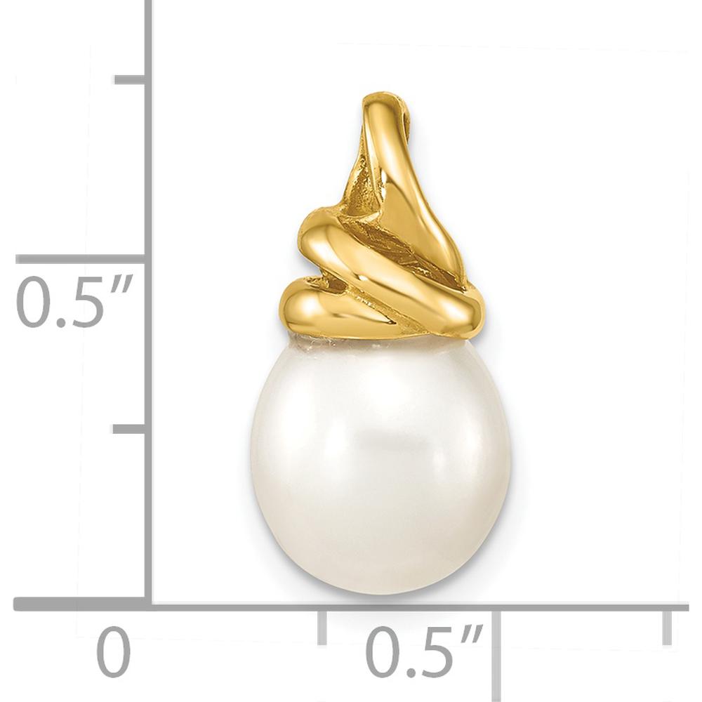 14K Yellow Gold Freshwater Cultured Rice Pearl Slide Pendant - Fits up to 3mm Omega Chain by Monteluci Fine Jewelry